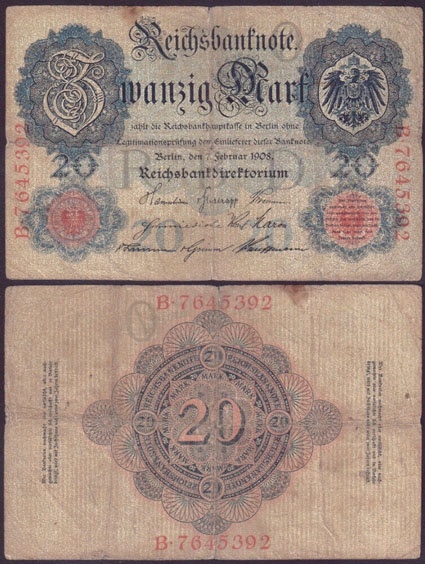 1908 Germany 20 Mark L000393